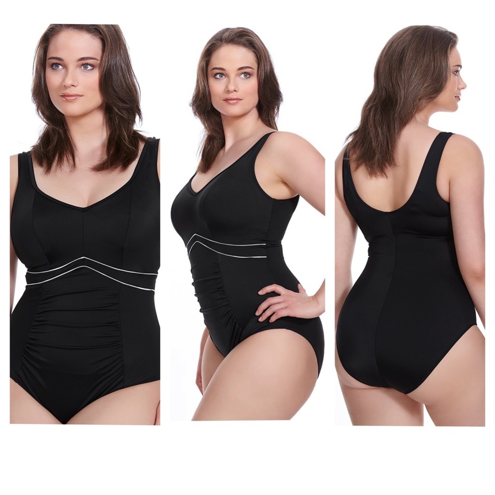 Elomi Essentials Firm Control Swimsuit in Black Plus Size 18